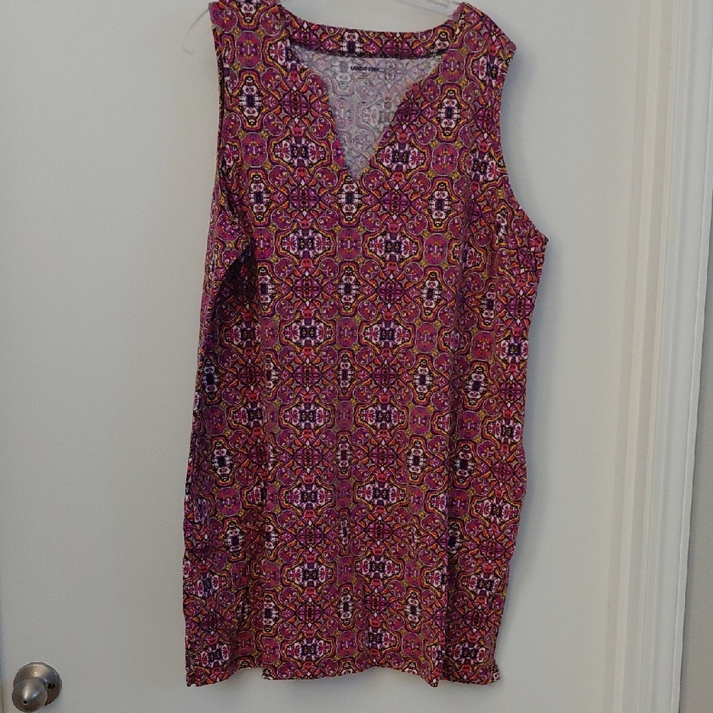 Lands' End Sleeveless Tunic - Pink and Purple Pattern